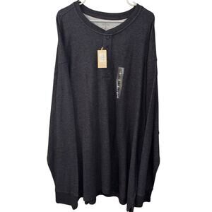 Redhead Brand Co. men’s charcoal gray Henley thermal long sleeve shirt NWT 4XL